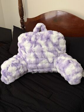 Comfort Bay Lavender & White Plush Reading Pillow with Armrests
